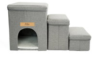Dogeste dog or cat steps 3in1 with kennel and storage foldable grey - Steps for Dogs