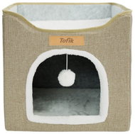 Dogeste Kibo cat house with scratching post and bed foldable beige 39,5 × 38,5 cm - Pet Bed