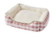Qiushi Bed with Chequered Edge Pink M - Pet Bed