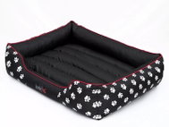 Hobby Dog Prestige Dog Bed Black Paw Print, Size L - 65 × 50cm - Pet Bed
