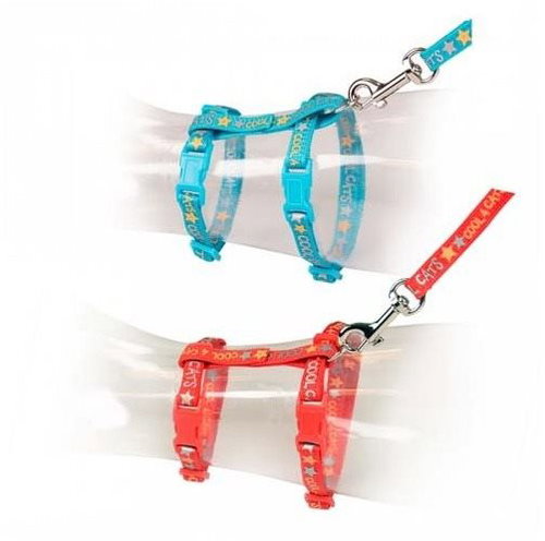 DUVO+ Cool Cats Harness with Leash for Cats Mix of Colours 20-35 × 1cm × 125cm - Harness - Main image