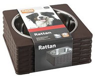 Karlie-Flamingo Rattan Single Stainless Steel Bowl in Plastic Stand, 850ml - Dog Bowl