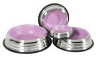 Zolux MERENDA Stainless-steel Anti-Slip Bowl, 1l, Pink - Dog Bowl