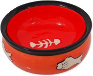 MAGIC CAT Ceramic Bowl with Fish, Orange 12.5 x 5cm - Cat Bowl
