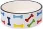 Dog Bowl DOG FANTASY Ceramic Bowl with Coloured Bone Print, White, 15.5 × 6cm,  0.79l - Miska pro psy