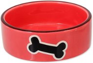 DOG FANTASY Ceramic Bowl with Bone Print, Red, 12,5 × 4,5cm, 0,29l - Dog Bowl