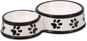 DOG FANTASY Ceramic Paw Print Double Bowl, White 25 × 15.5 × 5.5cm 0.42l - Dog Bowl