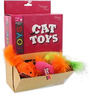 MAGIC CAT hračka myška bavlna s pierkami mačacia 6 cm 40 ks - Myš pre mačky