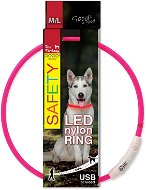 DOG FANTASY obojok LED nylon ružový 65 cm - Obojok pre psa
