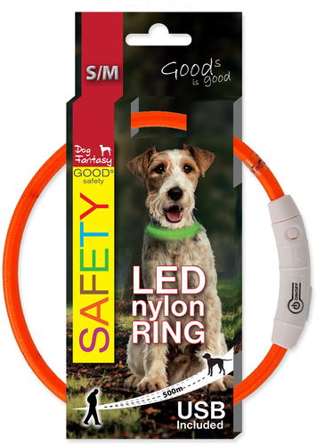 DOG FANTASY obojek LED nylon oranžový 45 cm - Obojek pro psy - Hlavní obrázek