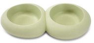 IMAC Designer Double Dog Bowl, Plastic, 600 + 600ml - Green - L 39,5 × W 23 × H 6,5cm - Dog bowl