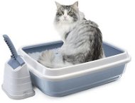 IMAC Mačací záchod s vysokým okrajom a lopatkou – modrý – D 59 × Š 40 × V 28 cm - Mačací záchod