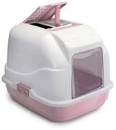 IMAC Krytý mačací záchod s uhlíkovým filtrom a lopatkou – ružový – D 50 × Š 40 × V 40 cm - Mačací záchod