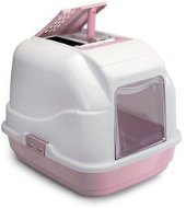 IMAC Krytý mačací záchod s uhlíkovým filtrom a lopatkou – ružový – D 62 × Š 49,5 × V 47,5 cm - Mačací záchod