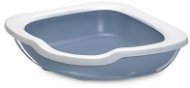 IMAC Rohový Mačací záchod s vysokým okrajom – modrý – D 51 × Š 51 × V 15,5 cm - Mačací záchod