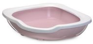 IMAC Rohový Mačací záchod s vysokým okrajom – ružový – D 51 × Š 51 × V 15,5 cm - Mačací záchod