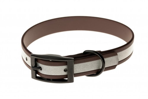 Biothane Reflective Collar Beta - Brown, Width of 19mm, Circumference of 50cm - Dog Collar - Main image