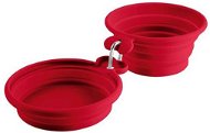 Hunter Foldable Double Bowl Leaf, Red 350/700ml - Travel Bowl for Dogs and Cats