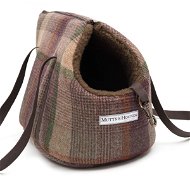 MUTTS & HOUNDS Burgundy Check Tweed Bag for Dogs - Dog Carrier Bag