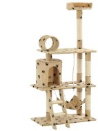 Shumee Cat Scratcher with Sisal Posts, Beige with Paws 70 × 35 × 140cm - Cat Scratcher