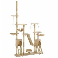 Shumee Multifunkčný hrací mačací strom so sisalovými stĺpikmi 230 – 250 cm béžový - Škrabadlo pre mačky