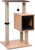 Shumee Škrabacie odpočívadlo drevené s kukaňou a hračkou 82 × 48 × 30 cm čierne - Škrabadlo pre mačky