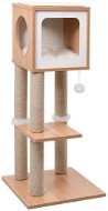 Shumee Škrabadlo drevené s preliezačkou a kukaňou 90 × 40 × 40 cm biele - Škrabadlo pre mačky