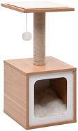Shumee Škrabadlo drevené s kukaňou a hračkou 62 × 30 × 30 cm biele - Škrabadlo pre mačky