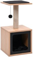 Shumee Škrabadlo drevené s kukaňou a hračkou 62 × 30 × 30 cm čierne - Škrabadlo pre mačky