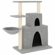 Shumee Škrabadlo pro kočky 83 cm, dřevo a plyš, světle šedé - Cat Scratcher