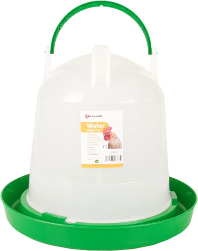 Flamingo Twist Poultry feeder 7 l, round, green/white - Bird Water Bowl - Main image