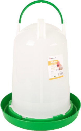 Flamingo Twist Poultry feeder 10 l, round, green/white - Bird Water Bowl - Main image