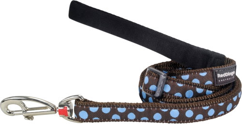 Red Dingo Leash Blue Spots on Brown 25mm × 1.8m - Leash - Main image