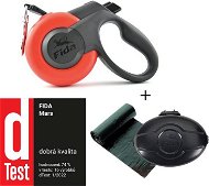 Fida Mars Samonavíjecí vodítko páskové červené S / do 15 kg + Pouzdro + Sáčky - Vodítko