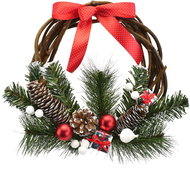 DOMMIO Christmas wreath - wicker with gifts and bow, 25 cm - Wreath