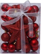 DECOLED Sada ozdob 29 × 3cm koule, 1 × glitter špice, červená - Vánoční ozdoby