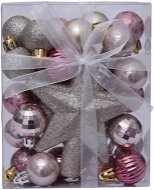 DECOLED Sada ozdob 29 × 3cm koule, 1 × glitter špice, mix barev - Vánoční ozdoby
