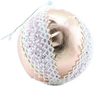 DECOLED Christmas decorations - plastic ball, pink with lace pattern, diameter 8 cm - Christmas Ornaments