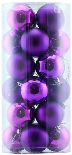 DECOLED Christmas decorations - plastic ball, purple matt/gloss, diameter 6 cm, 24 cm - Christmas Ornaments - Main image