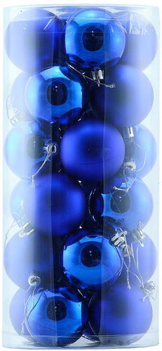 DECOLED Plastové koule, prům. 6 cm, modré, 12× lesklá, 12× matná - Christmas Ornaments - Main image