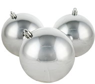 DECOLED Christmas decorations - plastic balls, silver glossy, diameter 10 cm, 6 pcs - Christmas Ornaments