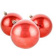 DECOLED Christmas decorations - plastic balls, red glossy, diameter 10 cm, 6 pcs - Christmas Ornaments