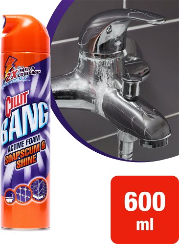6 x Cillit Bang Active Foam Bathroom Surface Soapscum & Shower Cleaner 600ml