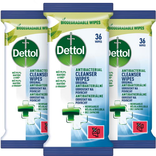 DETTOL Antibakteriální ubrousky na povrchy 3× 36 ks - Čisticí ubrousky - Hlavní obrázek