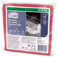 TORK Folded Nonwoven, Microfiber, Red - Microfiber Cloth