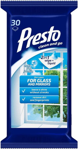 PRESTO cleaning wipes for windows and mirrors 30 pcs - Cleaning Wipes - Main image