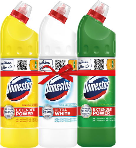 DOMESTOS Ultra White, Extended Power Citrus & Pine 3× 750 ml - WC gel - Hlavní obrázek