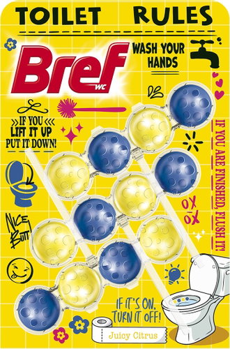 BREF Lemon Juicy Citrus 3× 50g - Toilet Block - Main image