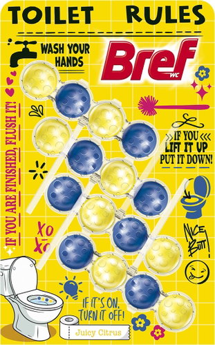 BREF Lemon Juicy Citrus 4×50g Main image BREF Lemon Juicy Citrus 4×50g - Toilet Block - Main image