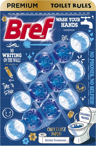 BREF Chlorine Herbal Freshness 3× 50g - Toilet Block - Main image
